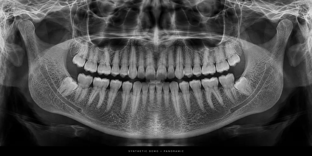 Synthetic sample panoramic dental radiograph